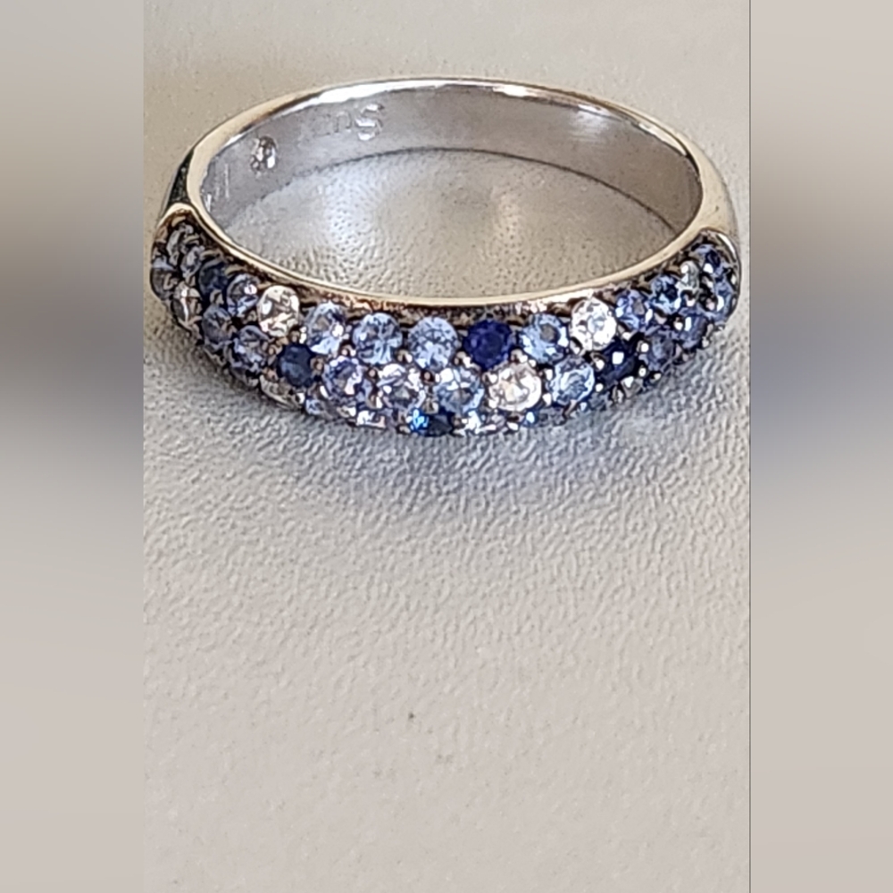 Suzy Levian Sterling Silver Sapphire & Diamond Accent Pave Band Ring - Picture 10 of 16